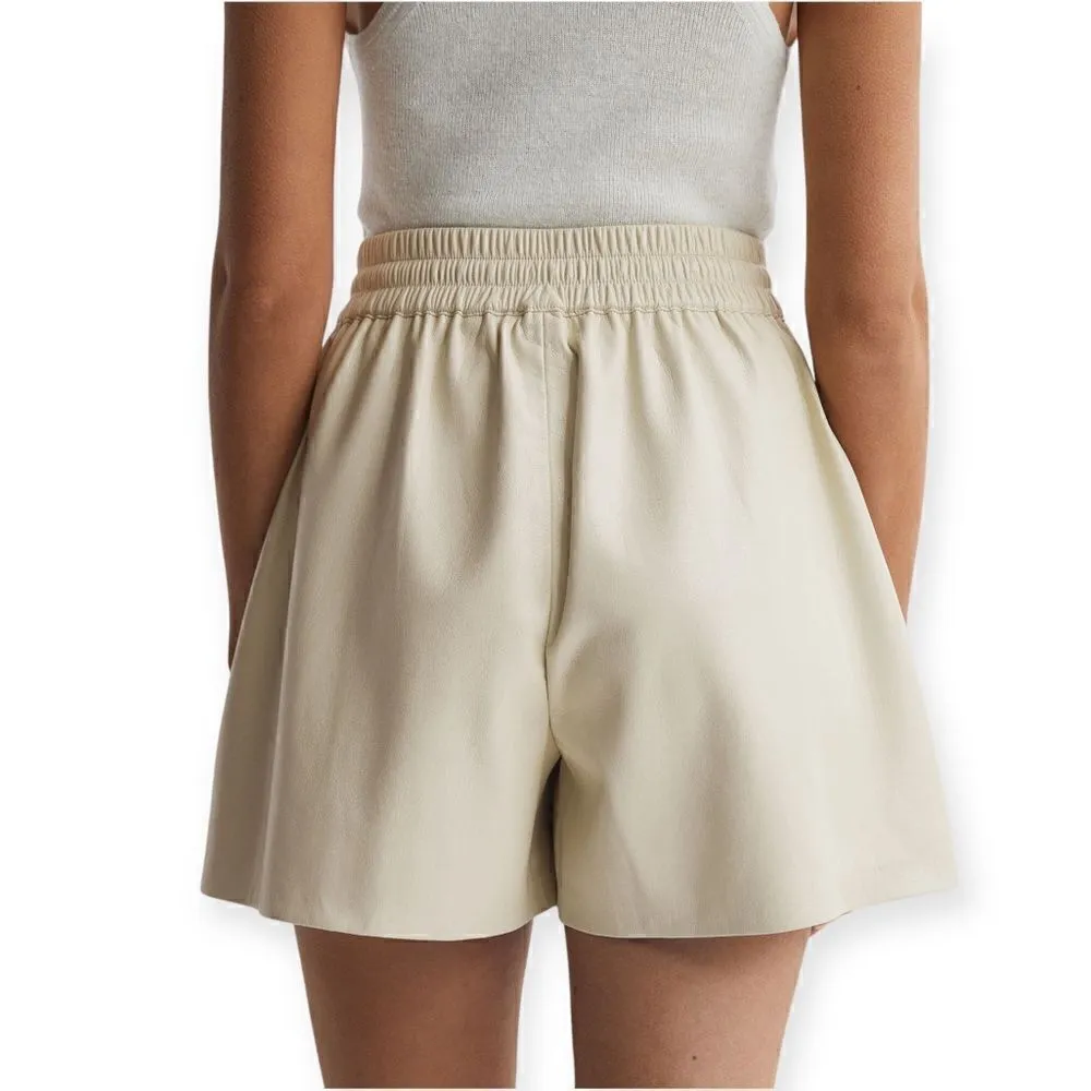 NEW Good American Better Than Leather Shorts Elastic Waist Bone Size 6 3XL - Image 11