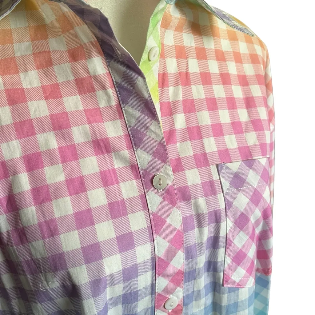Jocelyn The Shelter Island Oversized Gingham Multicolor Shirt Women's OS Pink Size undefined - Image 3