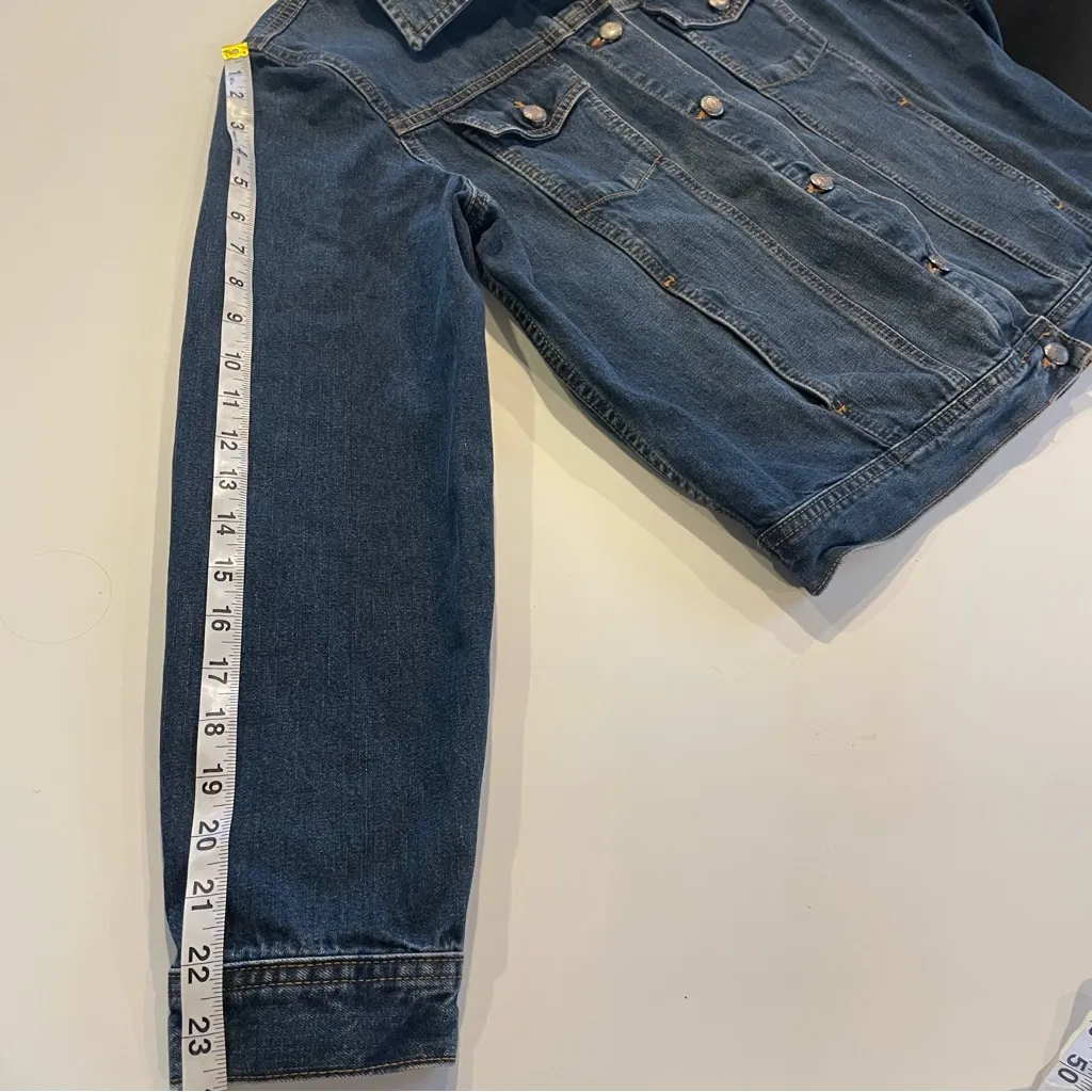 Izod Denim Blue Jacket Size Large Button Up Collared Long Sleeve - Image 14