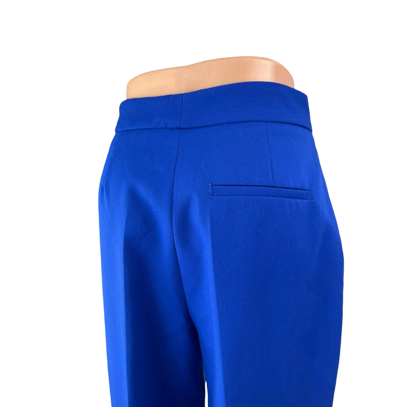 Zara Women's Blue High Waisted Straight Leg Slim Fit Trousers Dress Pants Size S - Image 4