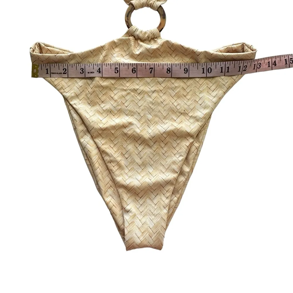 SAME LOS ANGELES Medium Olivia One Piece Swimsuit in Basket Weave Cutout Halter Tan - Image 9