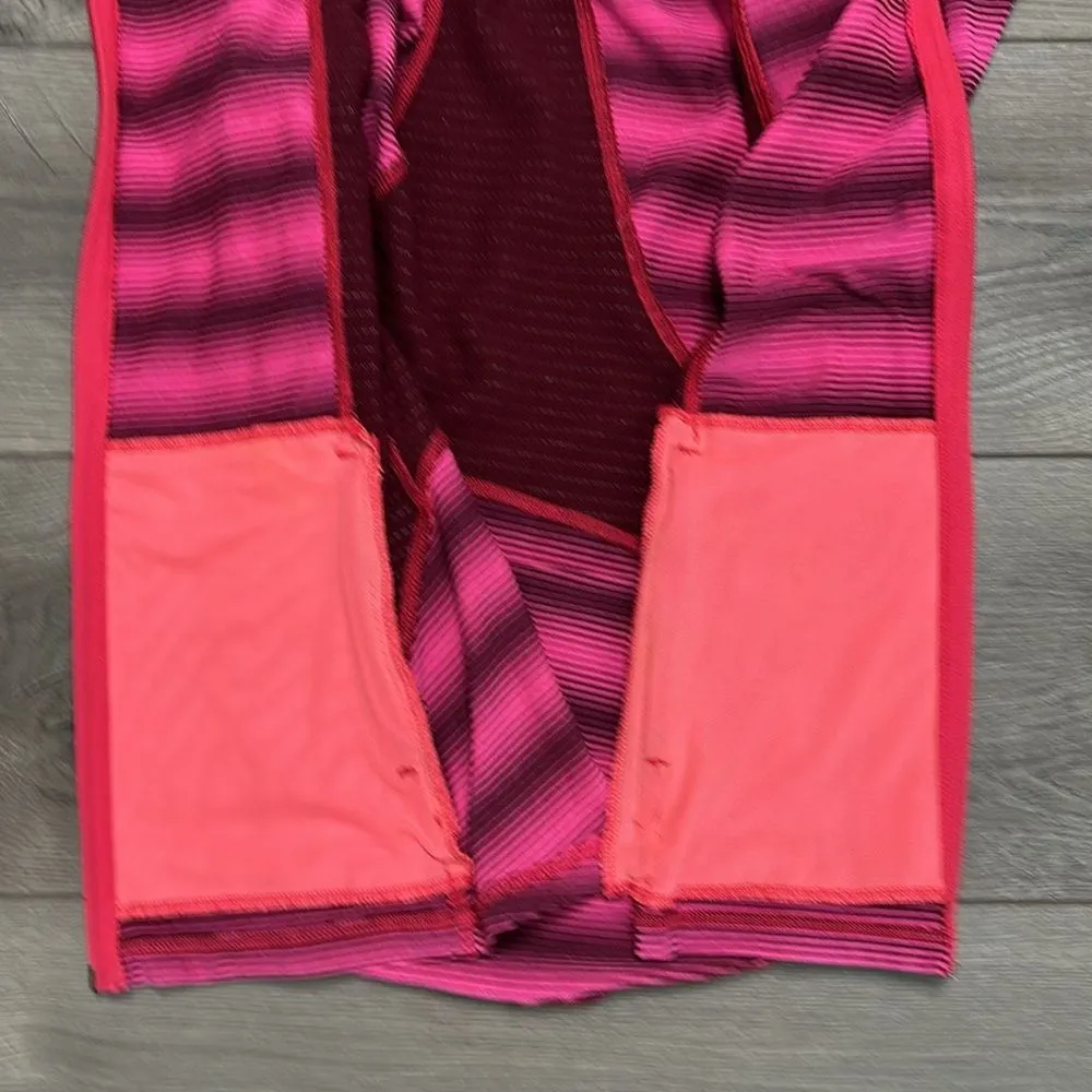 Title Nine Pink Stripe‎ Zip Up Reflective Jacket Thumbholes Size Small - Image 8