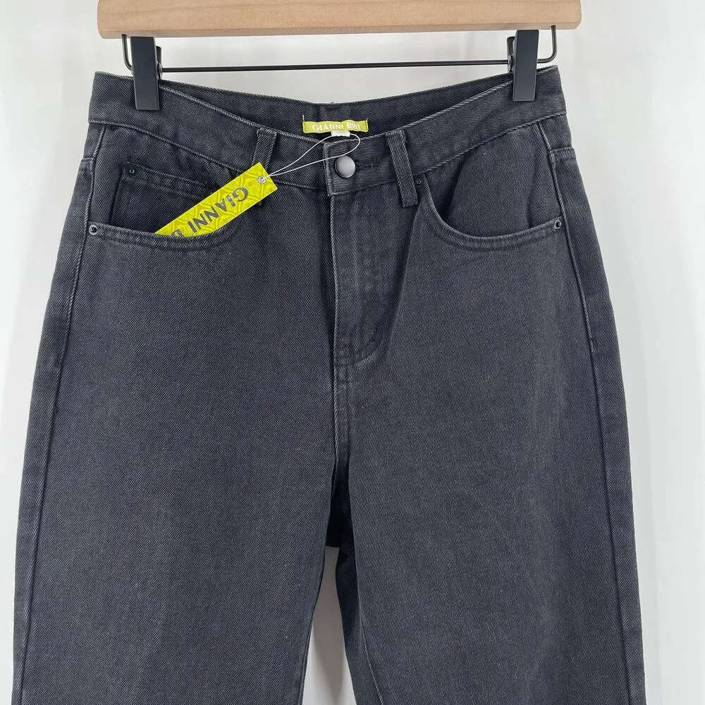 GIANNI BINI Jeans Denim Size 27 Stella Raw Hem Gray Black 100% Cotton Crop NWT - Image 7