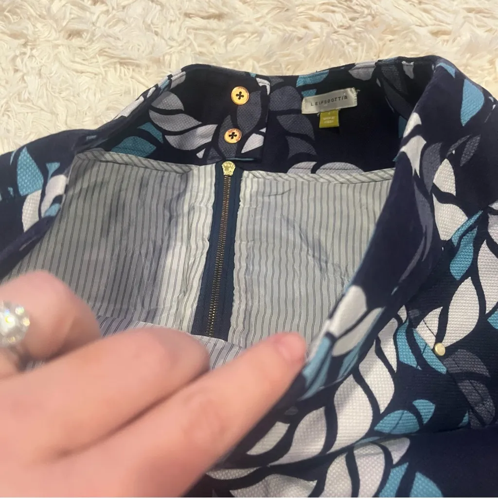 Leifsdottir Navy and White Geometric Pencil Skirt Nautical Size 4 Blue - Image 5