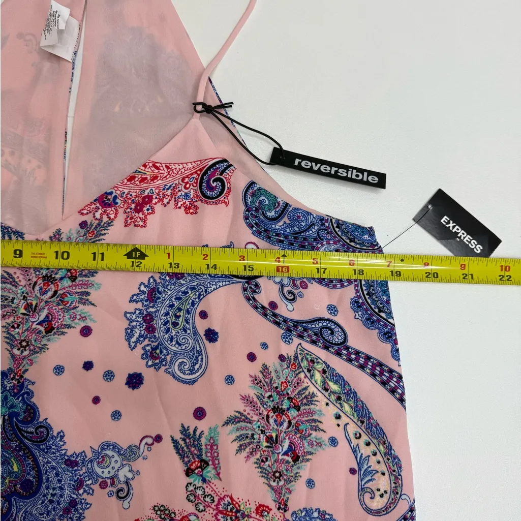 NEW Express Pink and Blue Paisley Reversible Cami size M - Image 4