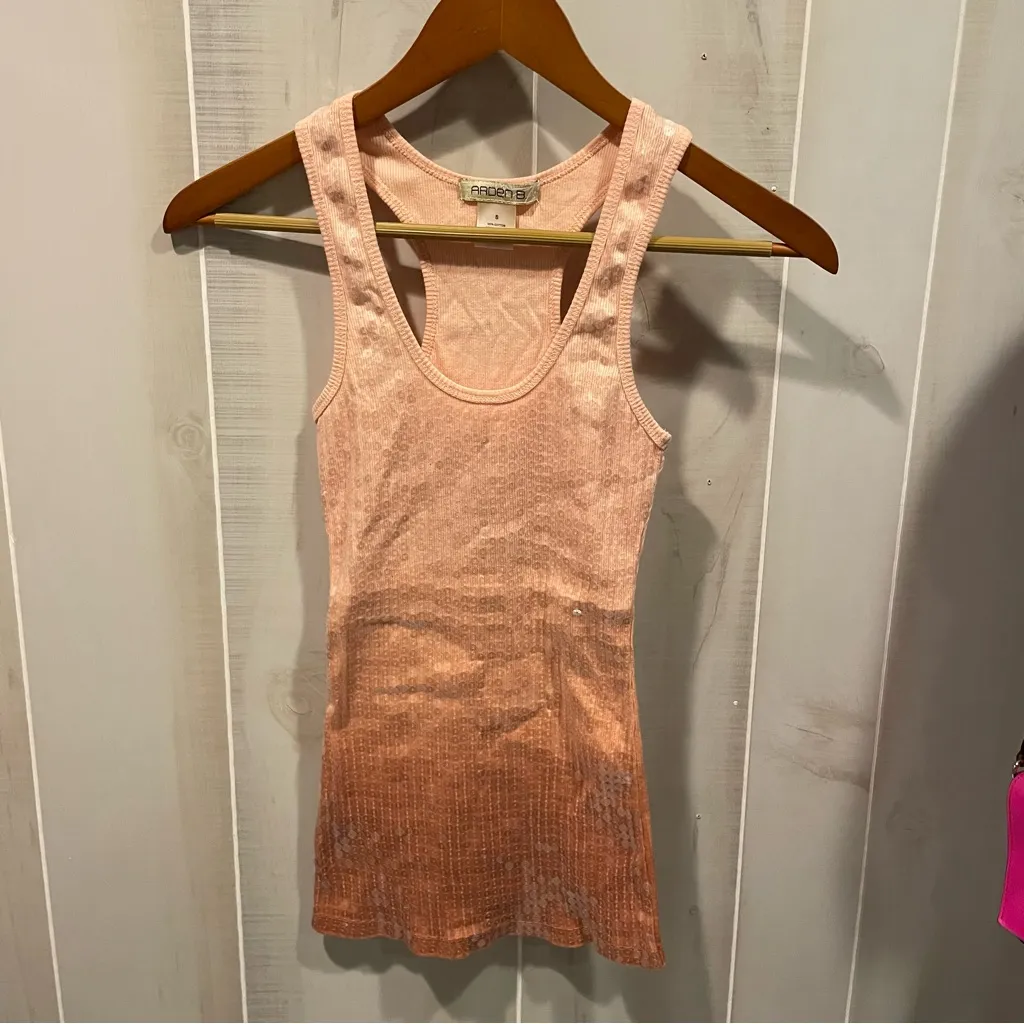 Cute Arden B. Y2K ribbed sequin peach ombre tank top stretchy fitted - Image 5