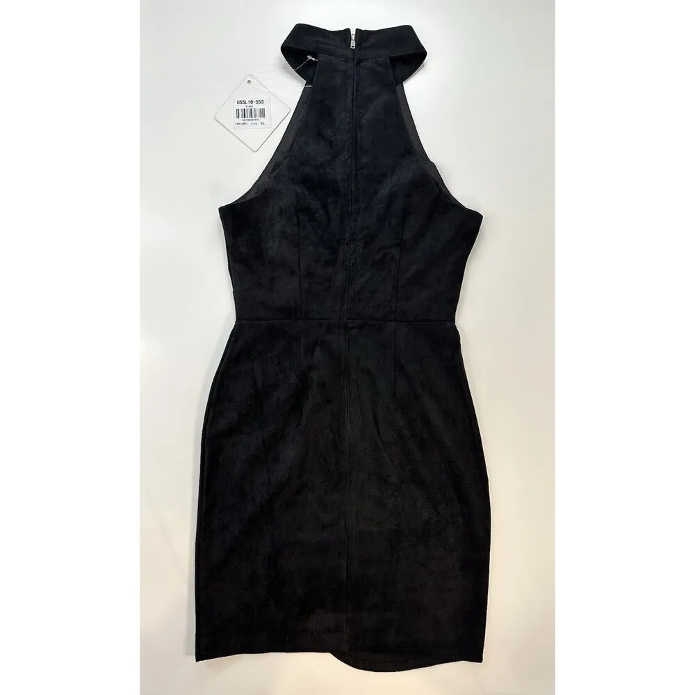 SELFIE LESLIE Helena Halter Dress Suede Mini Lace Up Sleeveless Fitted XS S NEW - Image 9