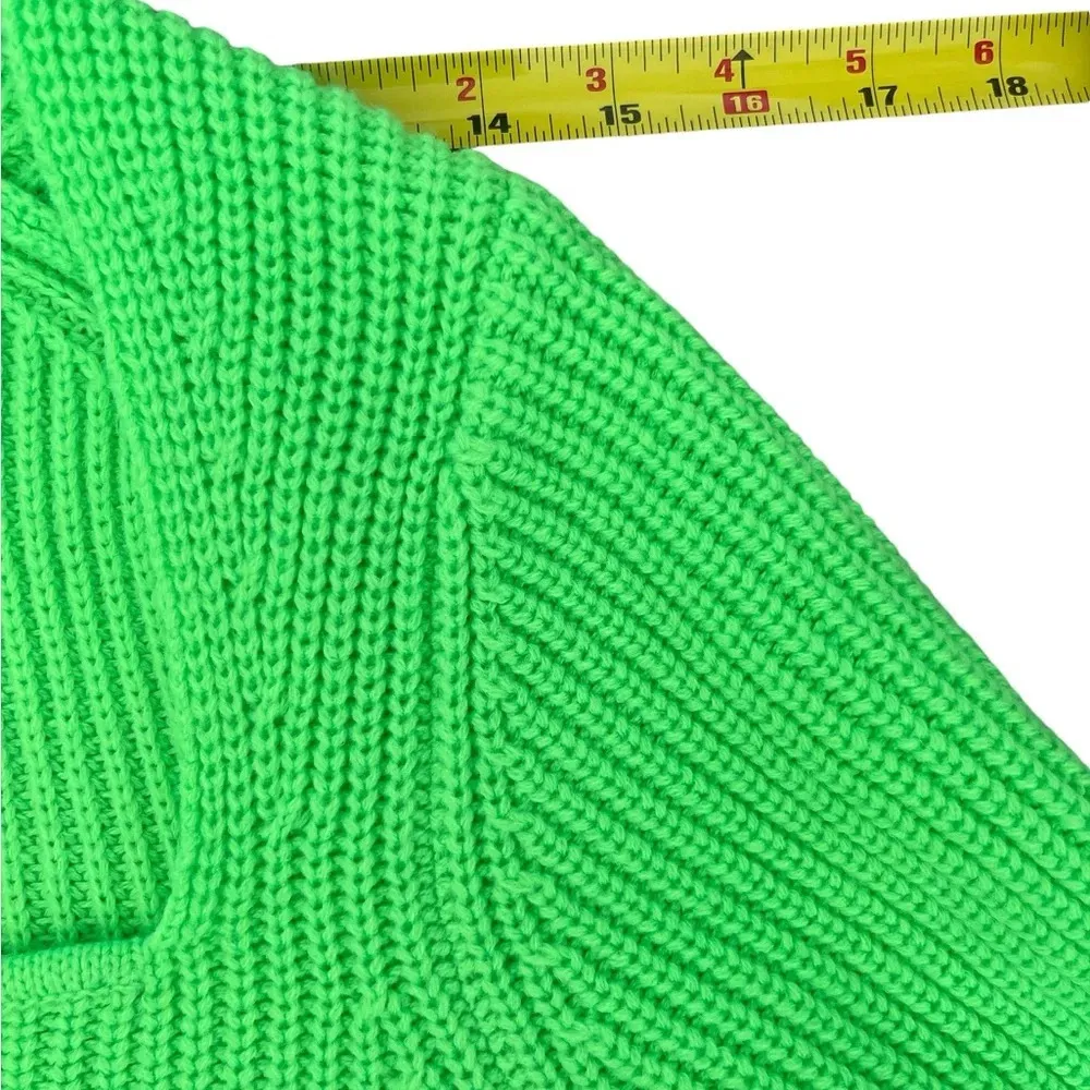 Steve Madden Cropped Long Sleeve Sweater, Size Medium, Flourescent Green - Image 6