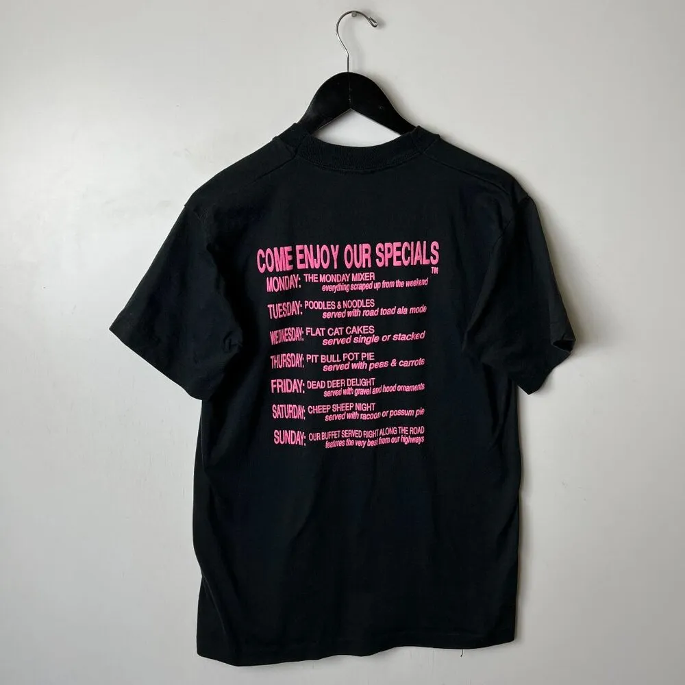 1990s Roadkill Cafe Single Stitch Tee M Funny Menu Graphic Black USA Unisex Fit Size M - Image 15