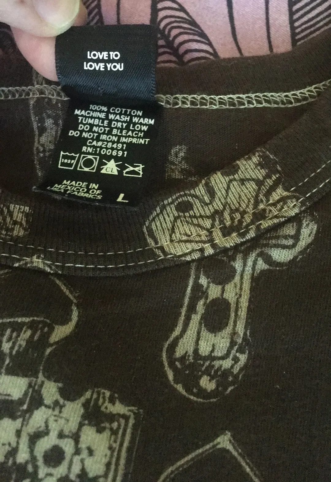 Dark Brown Crosses Crew Neck TEE EUC L - Image 6