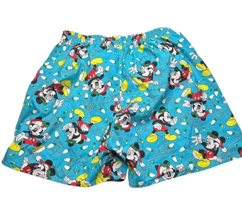 Vintage Disney Mickey Mouse Christmas Blue boxer sleep Shorts all cotton large - Image 3