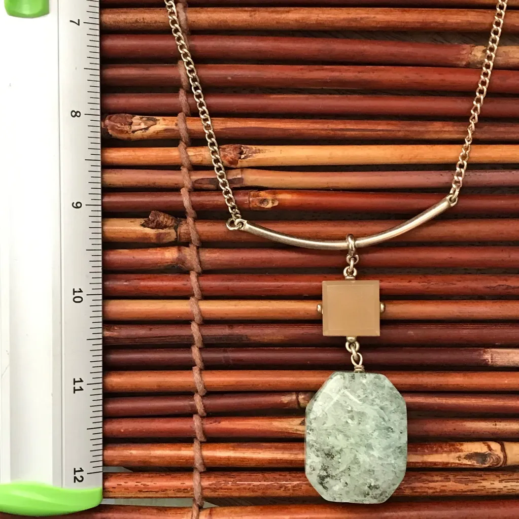 Chico's Chico’s Long Gold Tone Necklace Green Stone - Image 5