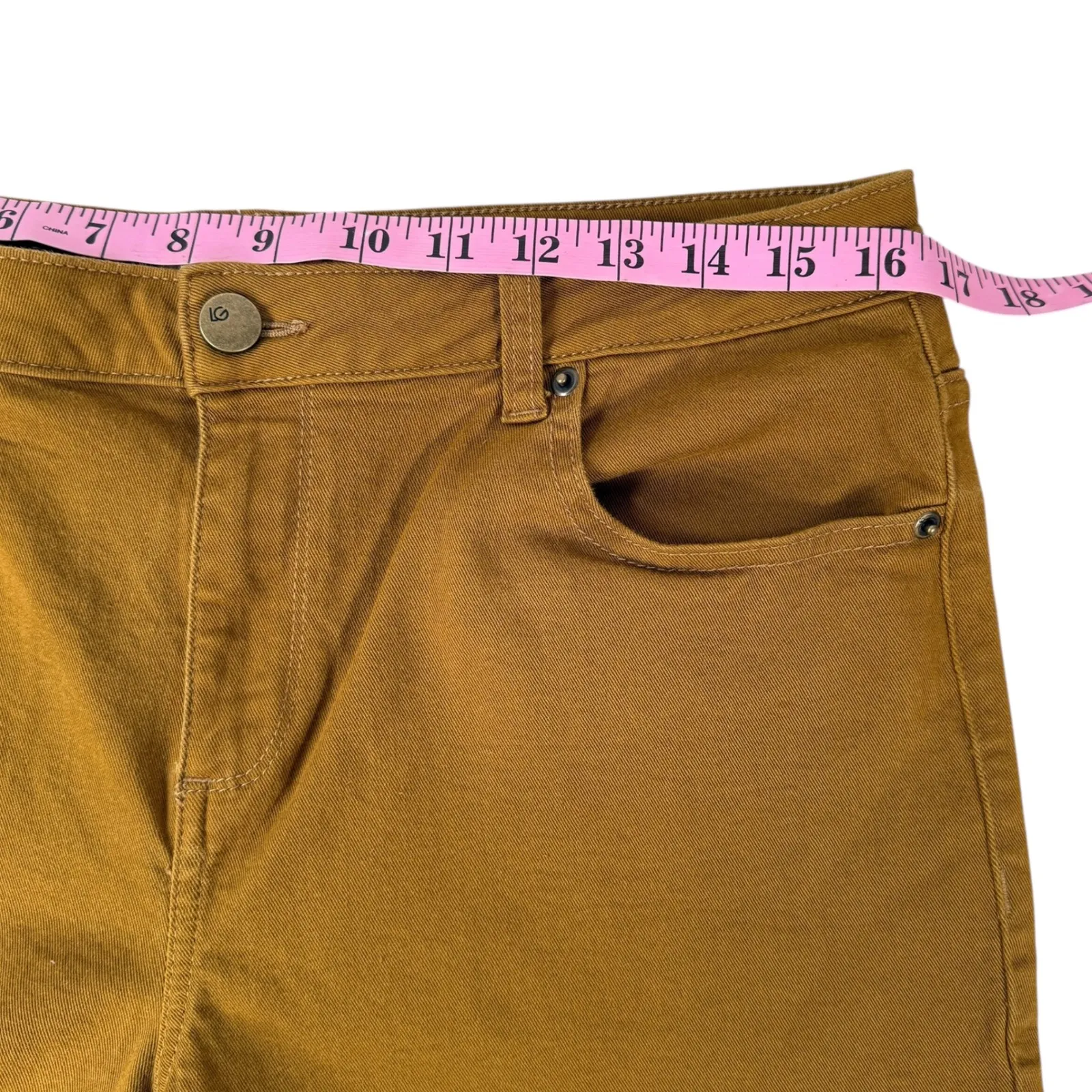 Logo by Lori Goldstein Skinny Pants Mustard Yellow Size 14 Pleated Ankle Cropped - Image 3