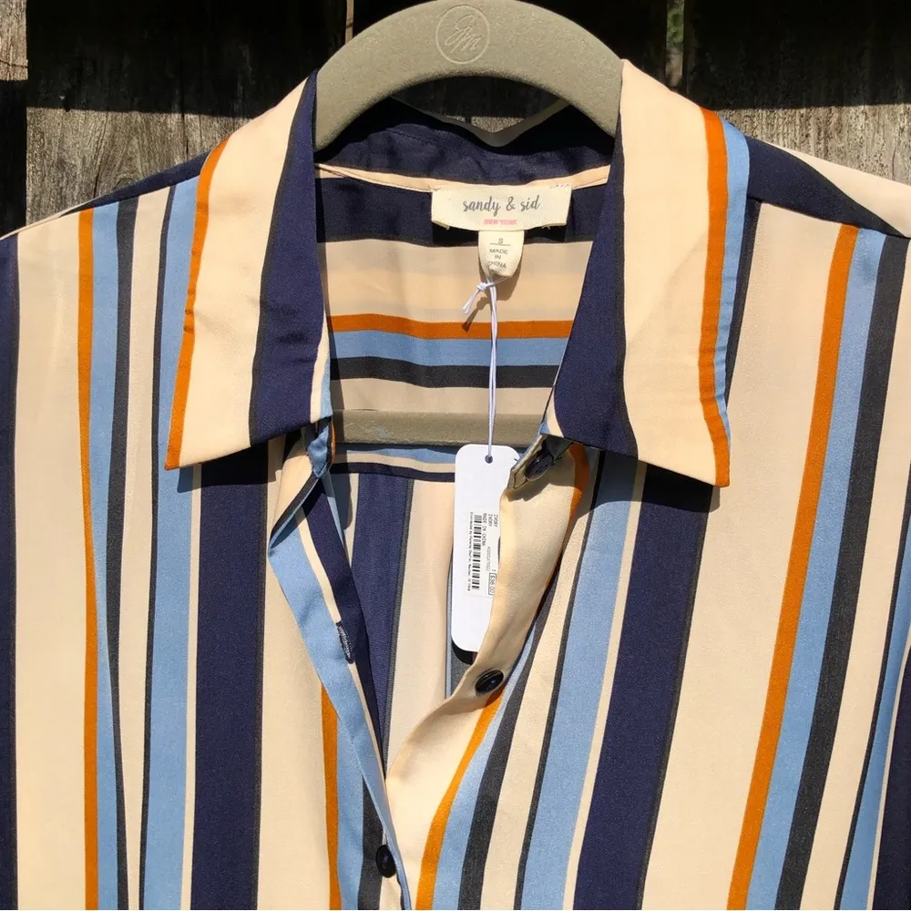 Sandy & Sid  Striped long Blouse Button front S - Image 4