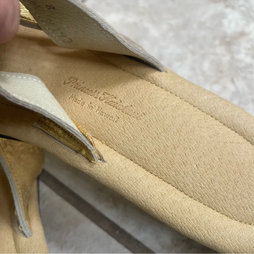 Vintage Princess Kaiulani Flip Flops Black with Gold Hawaiian Size‎ 8 Bling EUC - Image 8