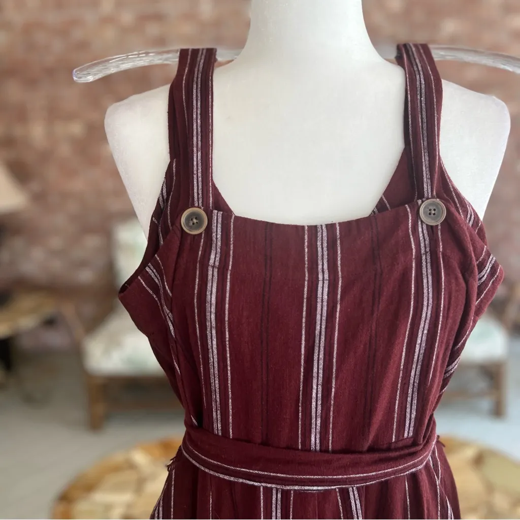 NWT Sanctuary Henna Jumpsuit Cropped Wide Leg Burgundy Striped XS Sleeveless - Image 11
