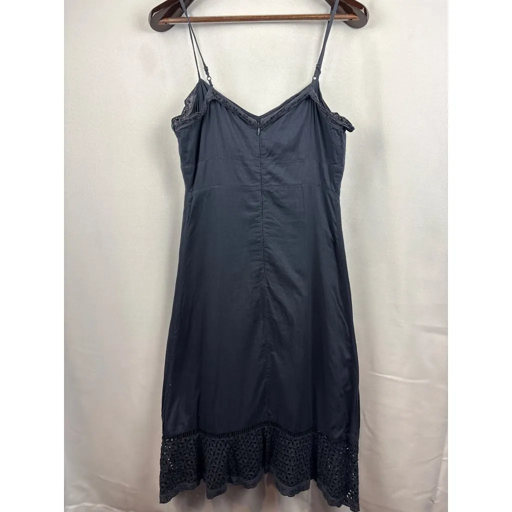Women’s Vintage To The Max Size 8 Dark Grey Tank Sundress with Stitched Flower D Gray - Image 3