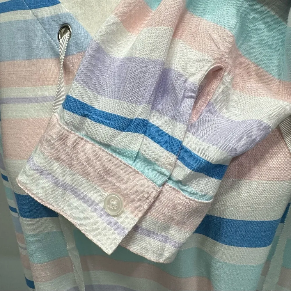 Chico’s Sorbet Stripe Lace Up Long Sleeve Lightweight Pastel Top Size 2 / Large - Image 8