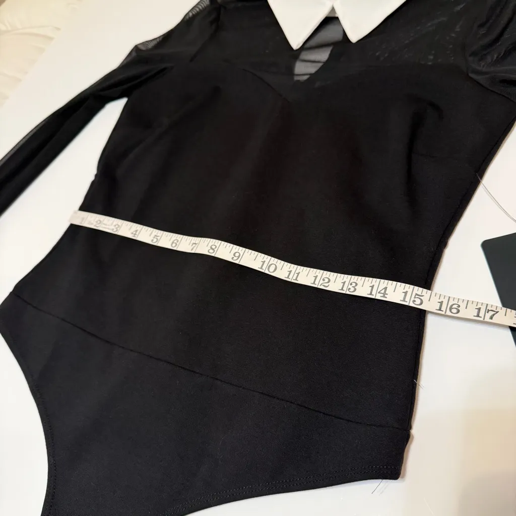 Lulu’s Confident Essence Black and White Mesh Long Sleeve Bodysuit sz L, NWT - Image 11