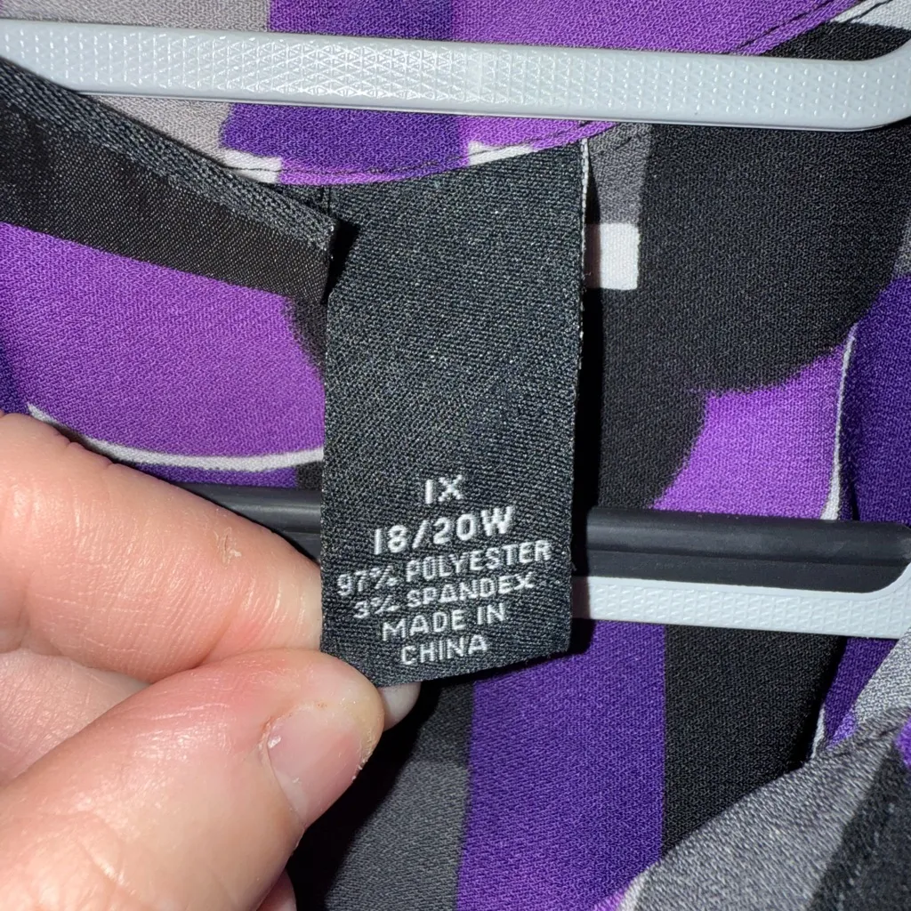 Maggie Barnes Purple and Black Geometric Button Down Shirt - Image 5