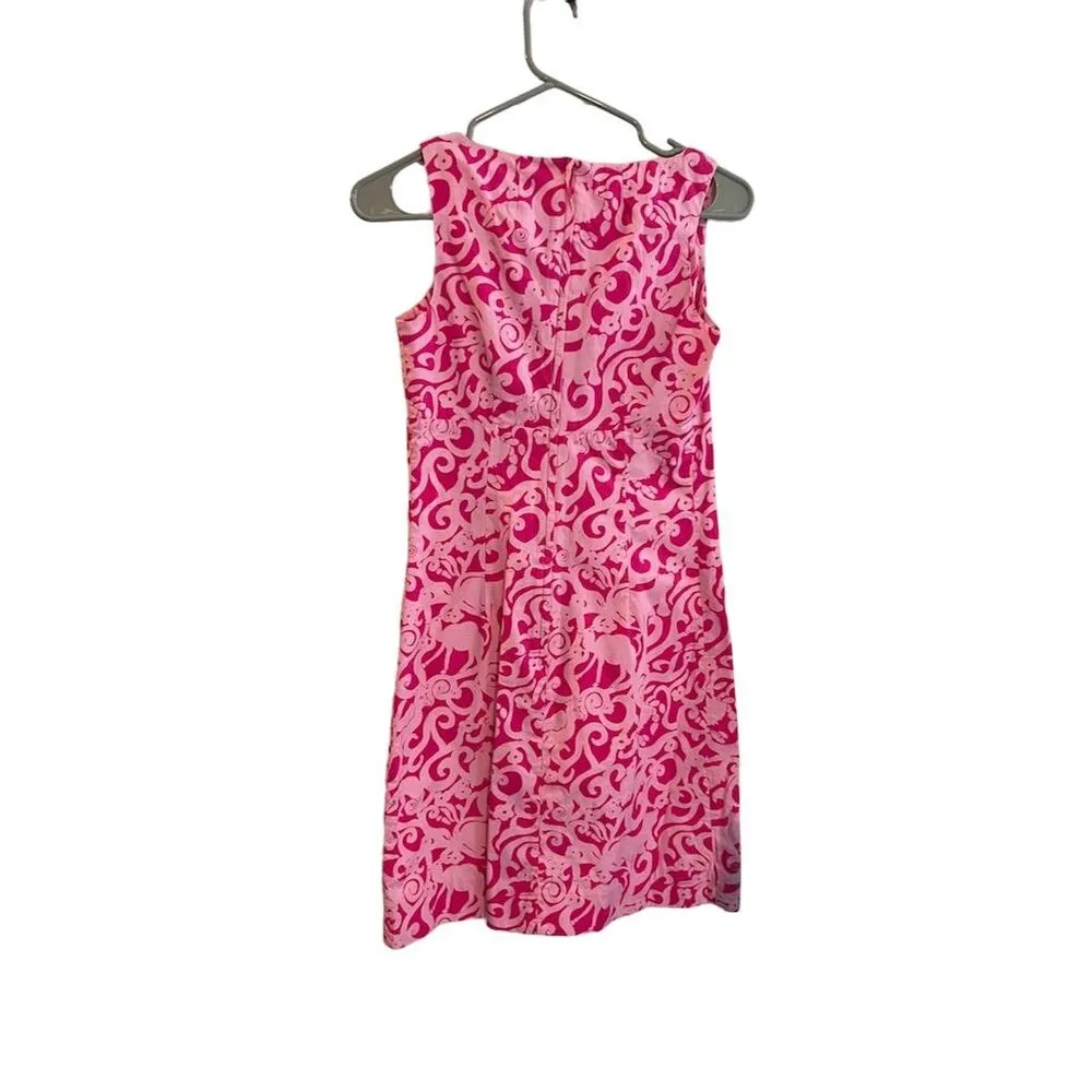 Lilly Pulitzer Pink Animal Jungle Print Shift Dress Sleeveless Size 0 - Image 3