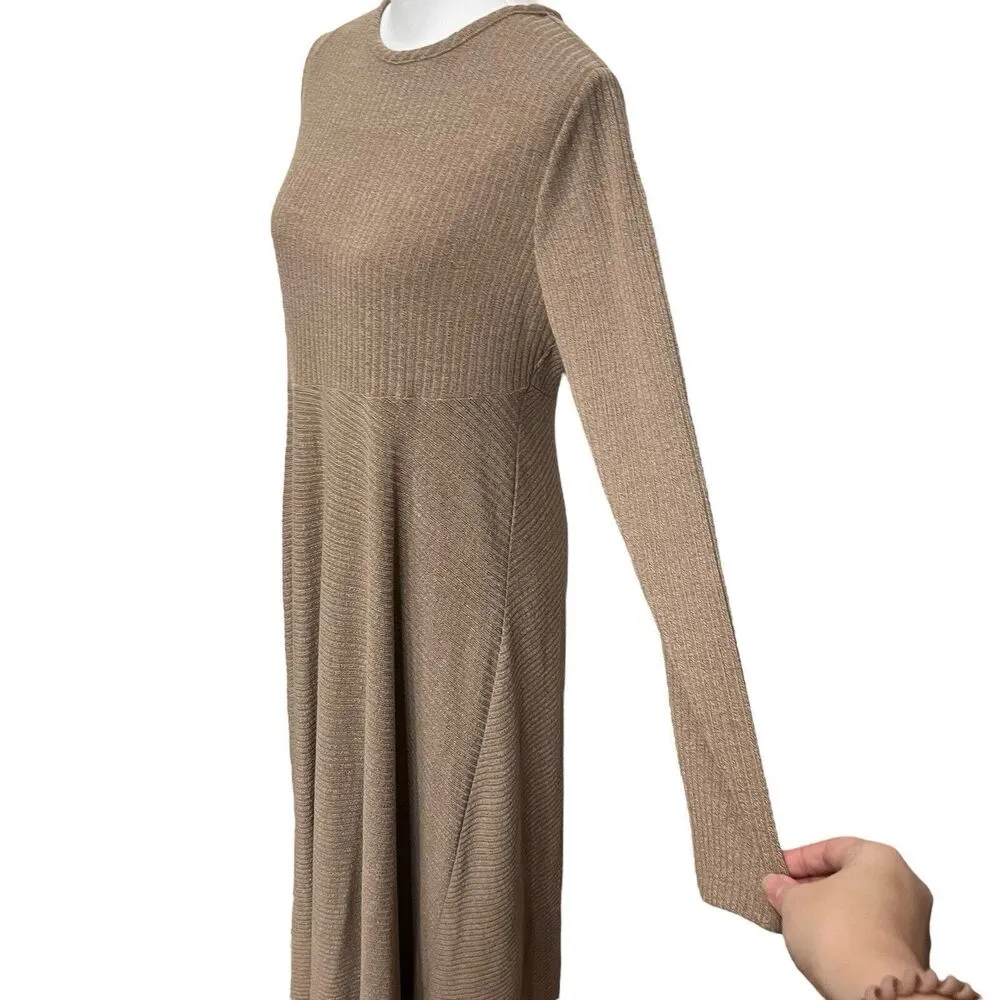 Soft Surroundings Newbury Dress Maxi Ribbed Stretch Beige Stretch Women Size MP - Image 7