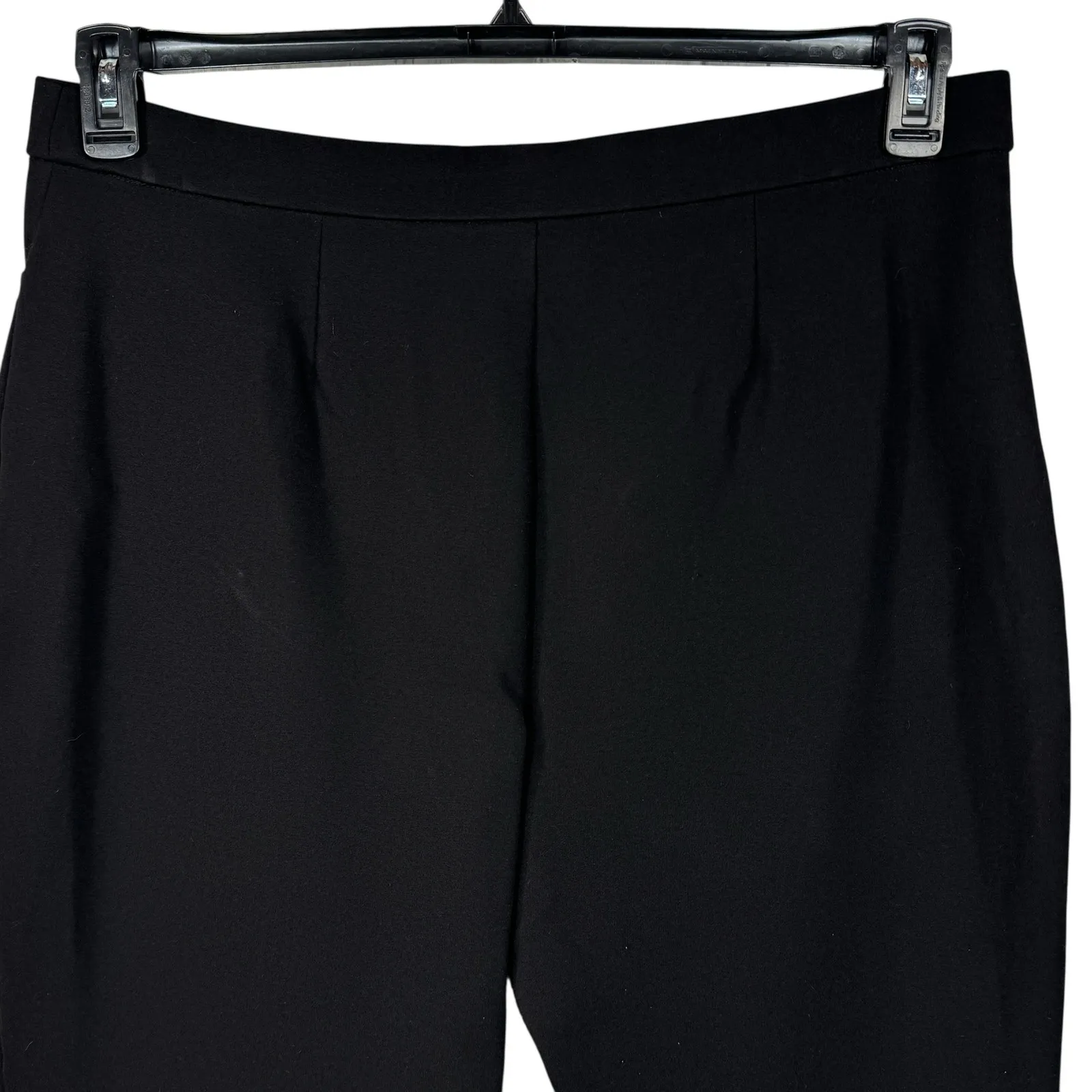 Susan Graver Large Ponte Pants Pull-On Pockets Stretch Flat Front Hi-Rise Black - Image 4