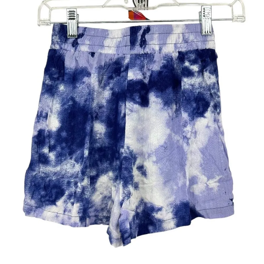 Self-Esteem Purple Blue White Tie Dye Elastic Waist Shorts Small - Image 4