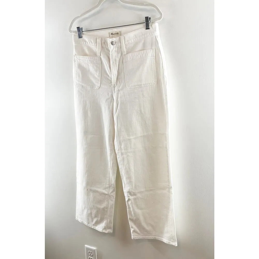 Madewell The Perfect Vintage Wide Leg Crop Jeans Patch Pocket Tile White 10 - Image 12