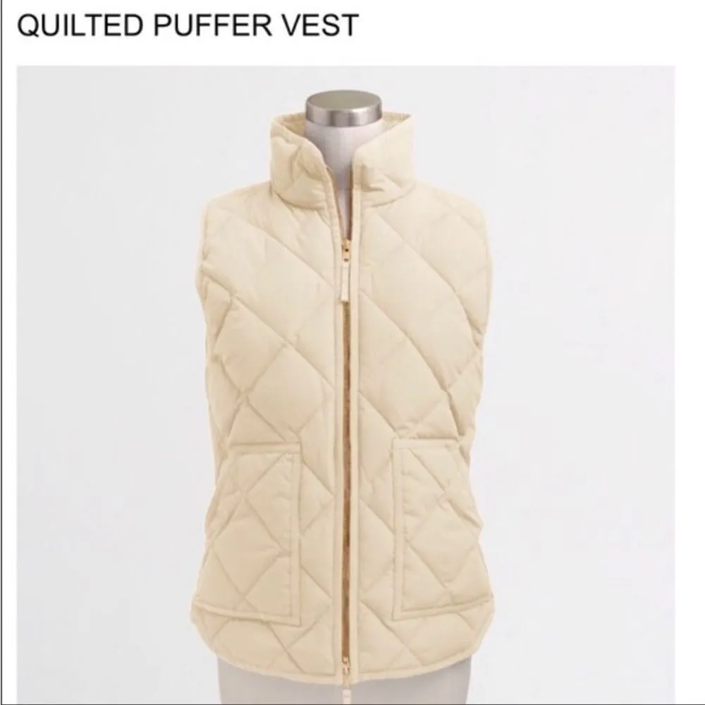 J Crew Quilted Puffer Vest Down‎ Filled Cream Off White S Small Style 92465 - Image 2