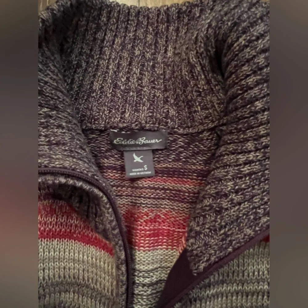 Eddie Bauer Women's Knit Sweater Size small Zip Up Cardigan Multi Color - Image 2