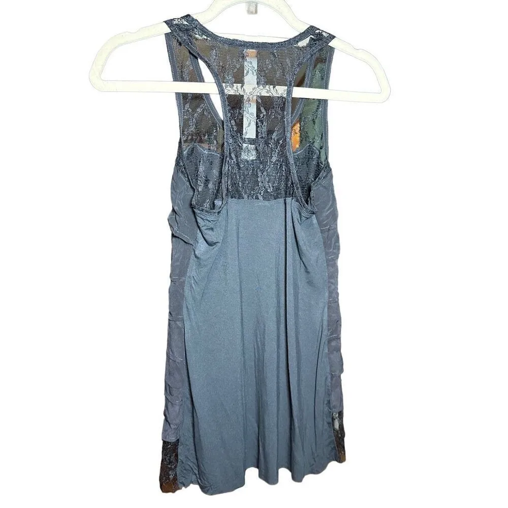 Bailey 44 womens black tiered silk top with lace trim sz S 90s - Image 3