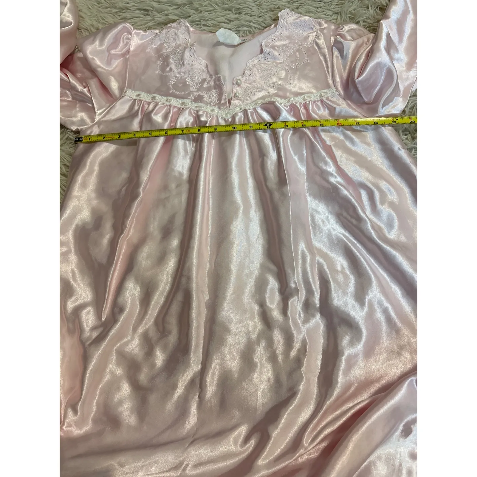 Fundamentals Pink Satin Lace Nightgown Robe Nightie Sleepwear Womens XS - Image 5