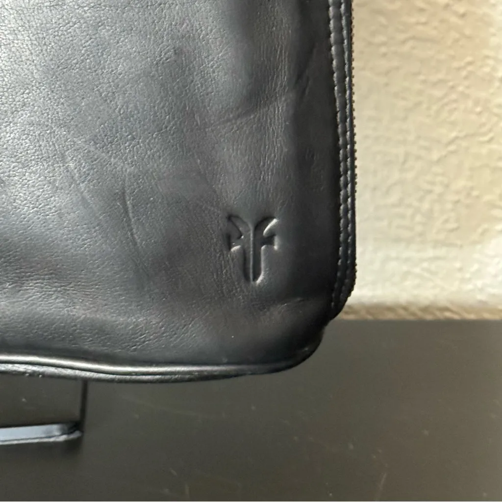 Frye Vintage Benchcrafted Black Leather Tote Shoulder Laptop Bag - Image 4