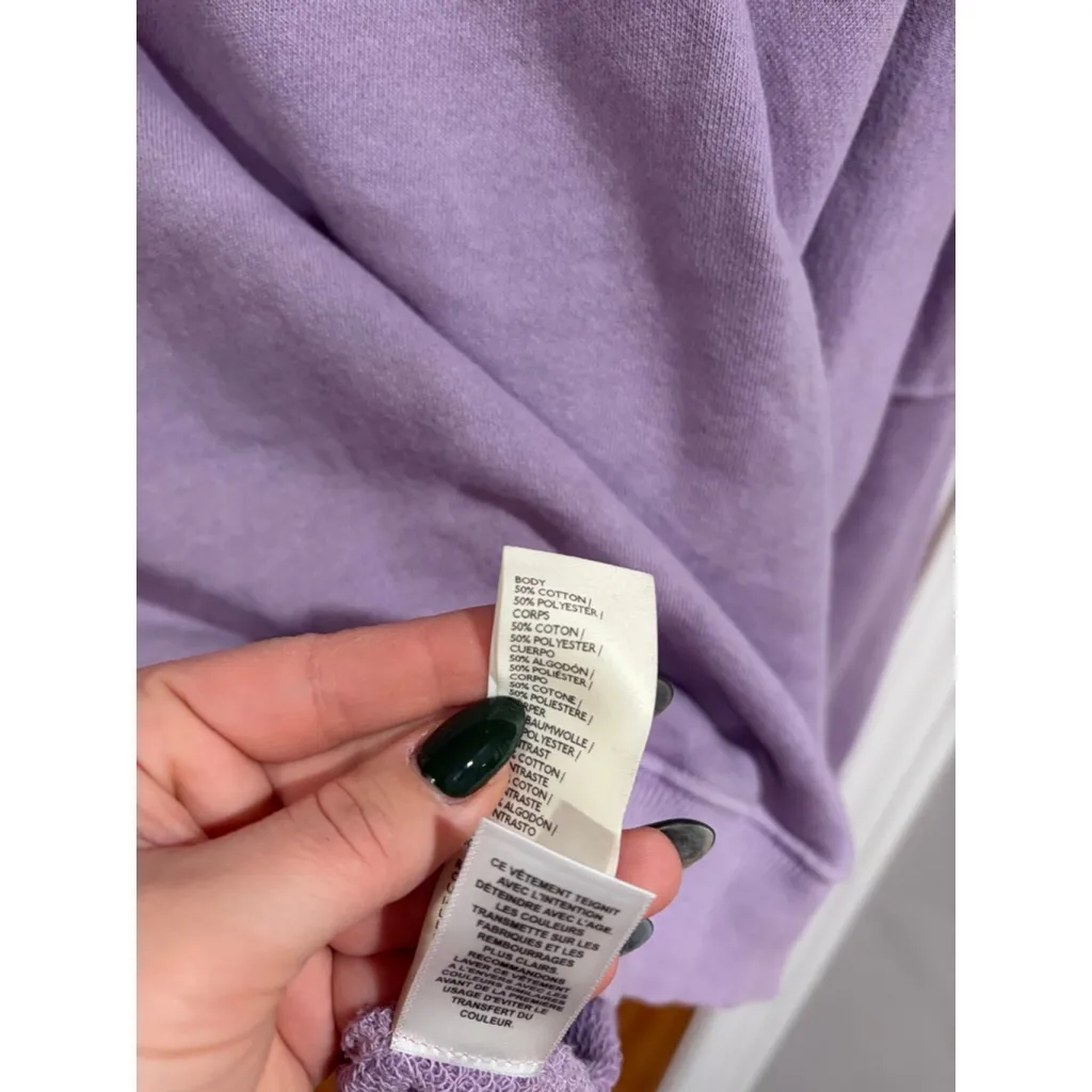 We The Free Camden Lavender Oversized Sweatshirt Raw Hem Layered Pullover M - Image 3