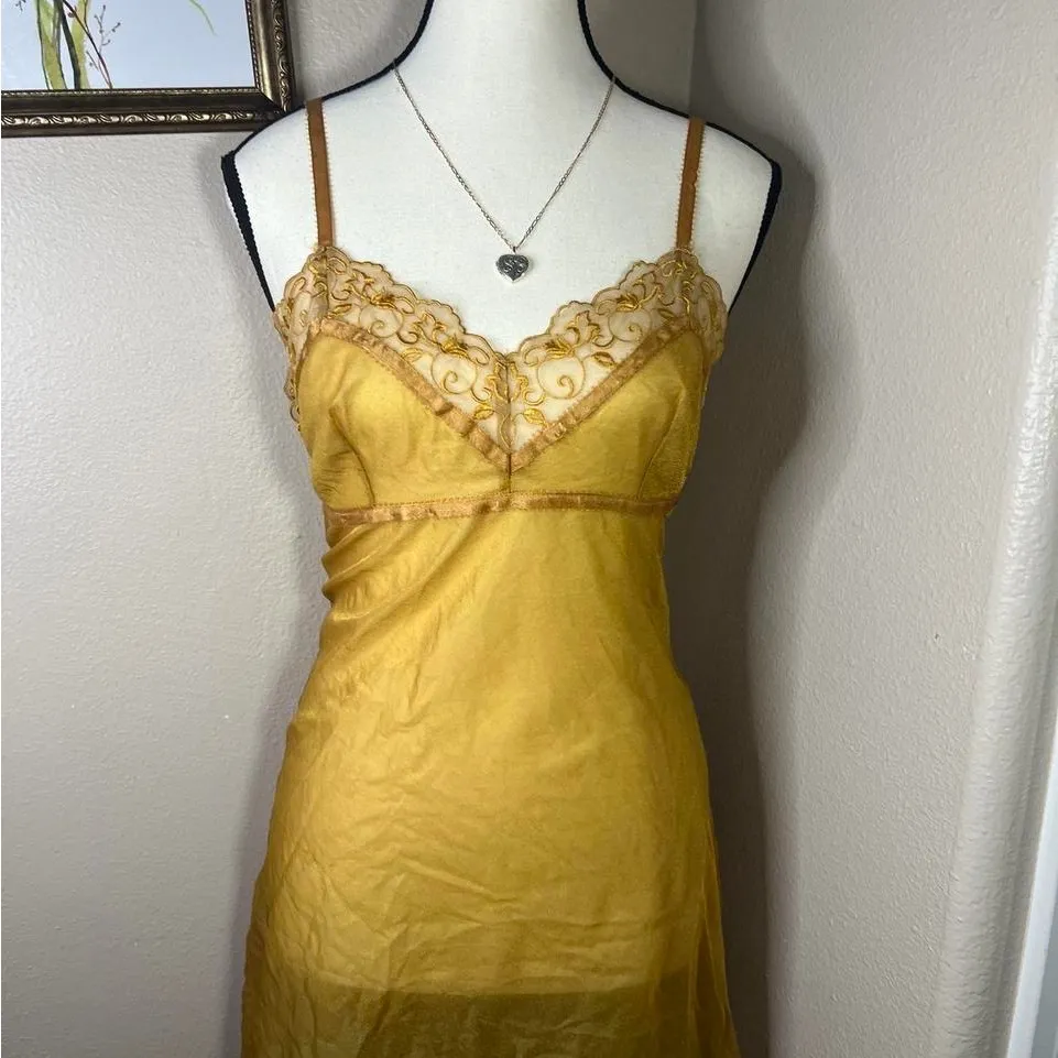 Rare Victoria's Secret Gold Lace Chemise - Image 2
