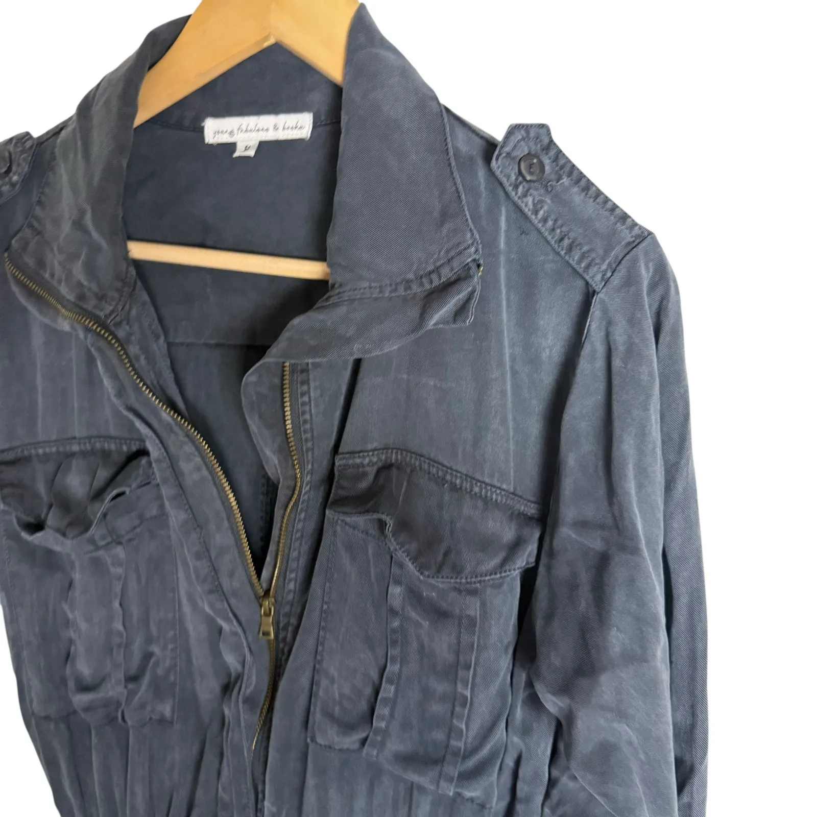 Young Fabulous & Broke Navy Flight Suit Utility Jumpsuit Midnight Pigment Size S - Image 8