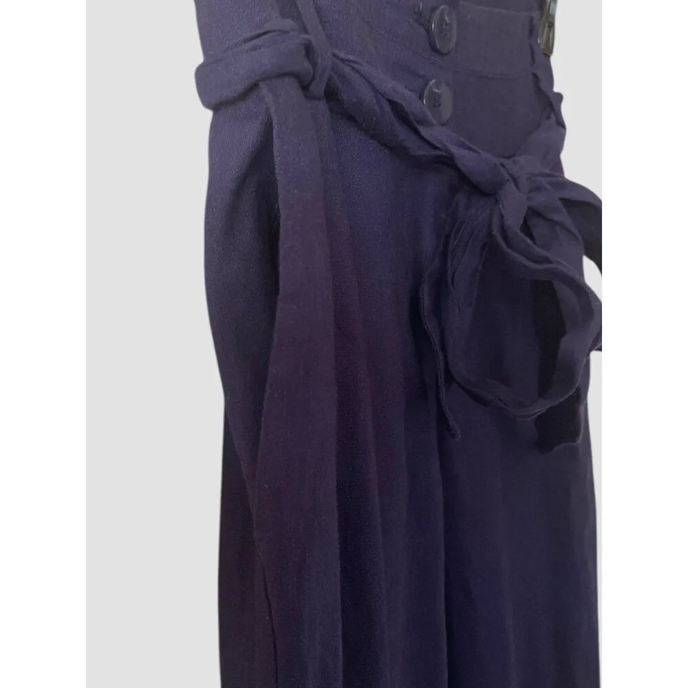 Bebe Y2K High Waist Belt Navy Linen Blend Straight Leg Pants Trousers Belt Sz 2 - Image 3