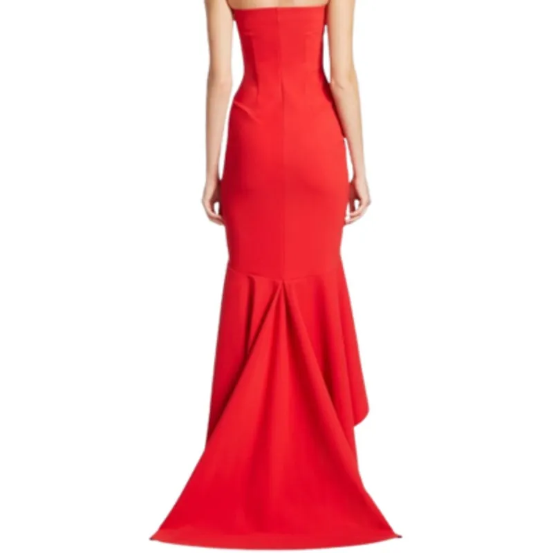 Chiara Boni Camerine Strapless High Low Dress Red Size 46 / 10 - Image 3