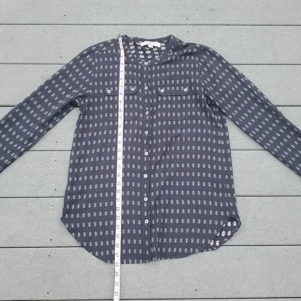 Loft Collarless Front Pocket Button Down Shirt - Image 9