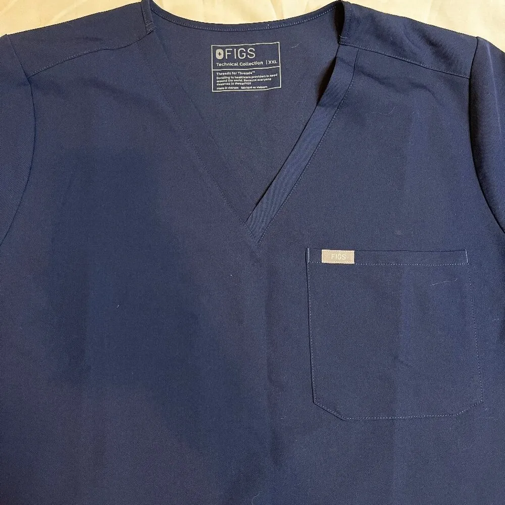 FIGS Technical Collection Navy Blue One Pocket Scrub Top FW1000 Catarina SZ XXL - Image 4