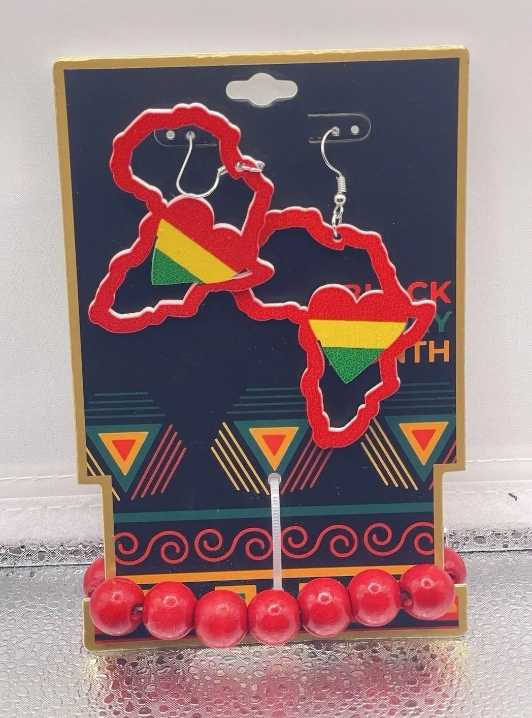 Africa Pierced Earrings Black History Month Pan - Image 2