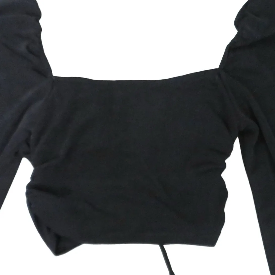 Gab & Kate Cut Out Long Sleeve Crop Top Stretch Black Sz Medium NWOT - Image 4
