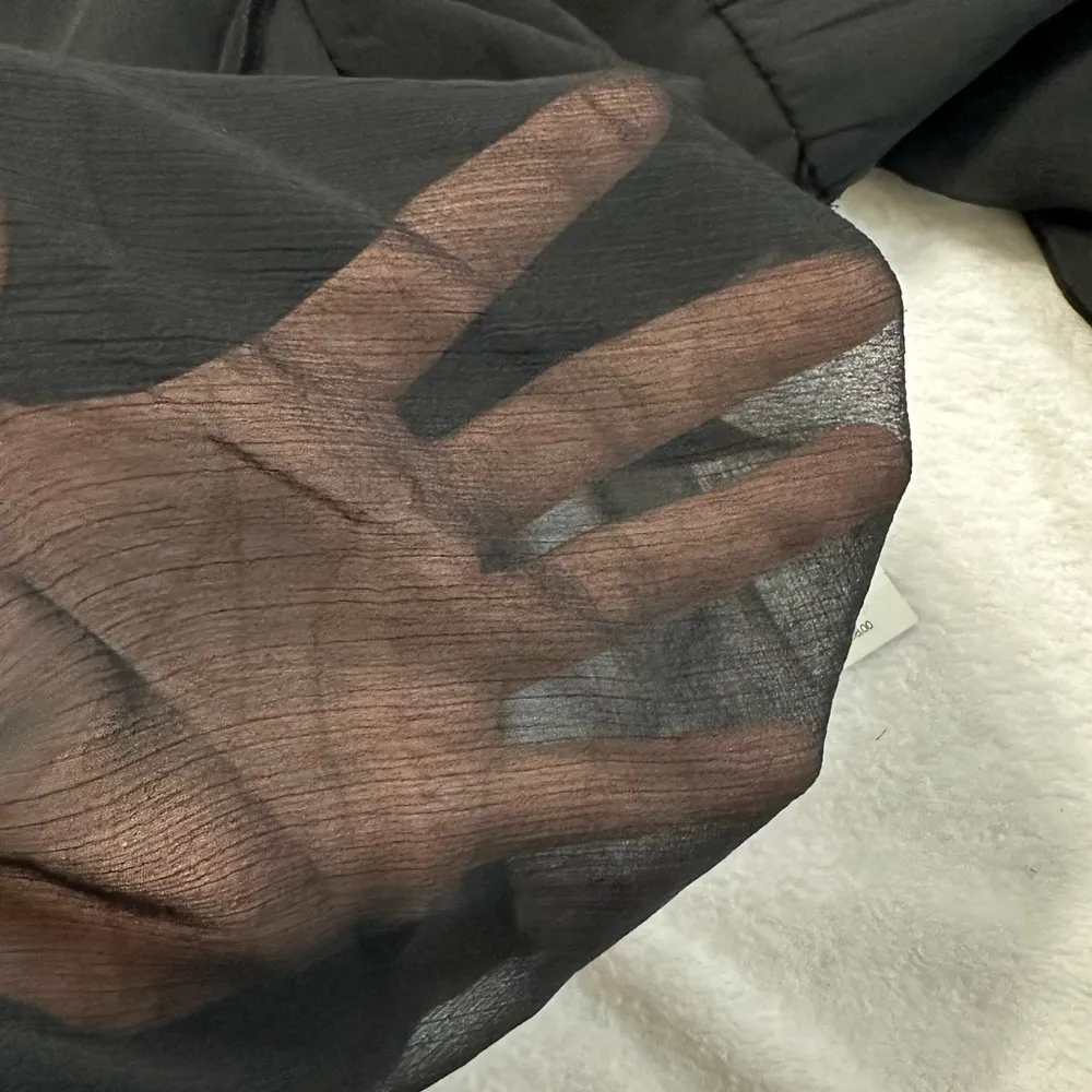 NWT Express Black Mock Neck Long Sleeve Pleated Waist Tiered Ruffle Mini  Dress - Image 16