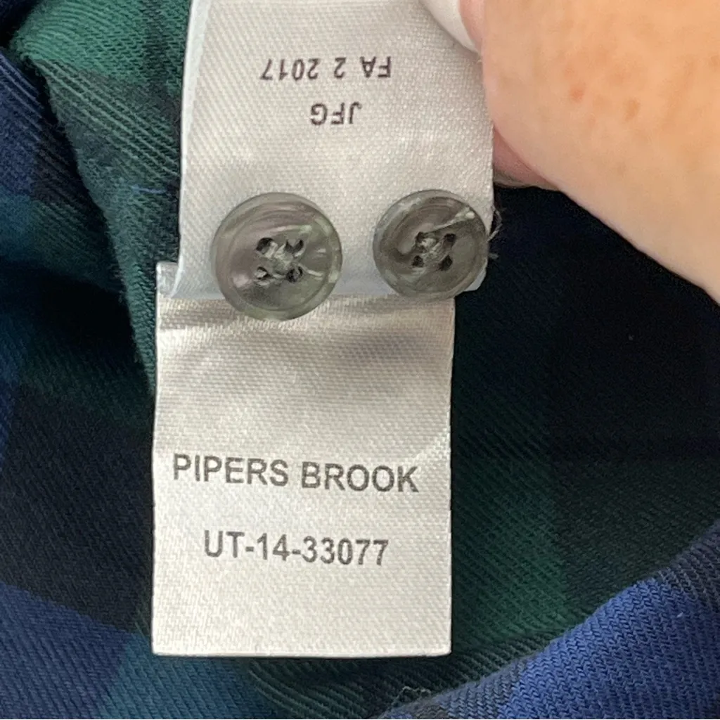 UnTuckIt Pipers Brook Blue Green‎ Solid Plaid Button Front Shirt Womens Size 10 - Image 4
