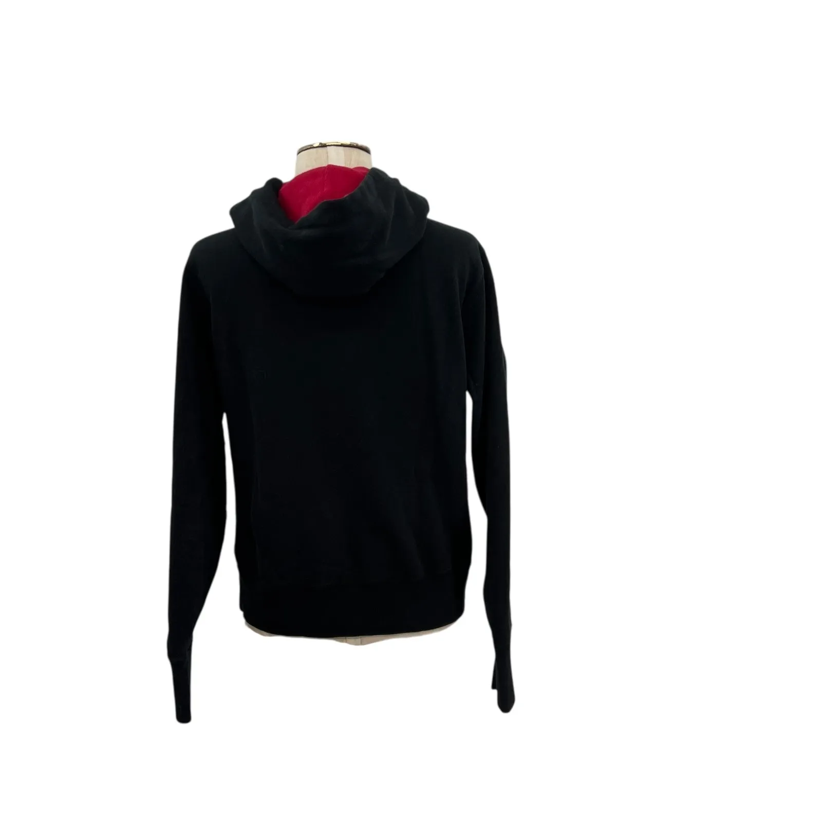 Lucky Brand Vintage Sweatshirt Hoodie Floral Embroidered Y2k Black Size Small - Image 6