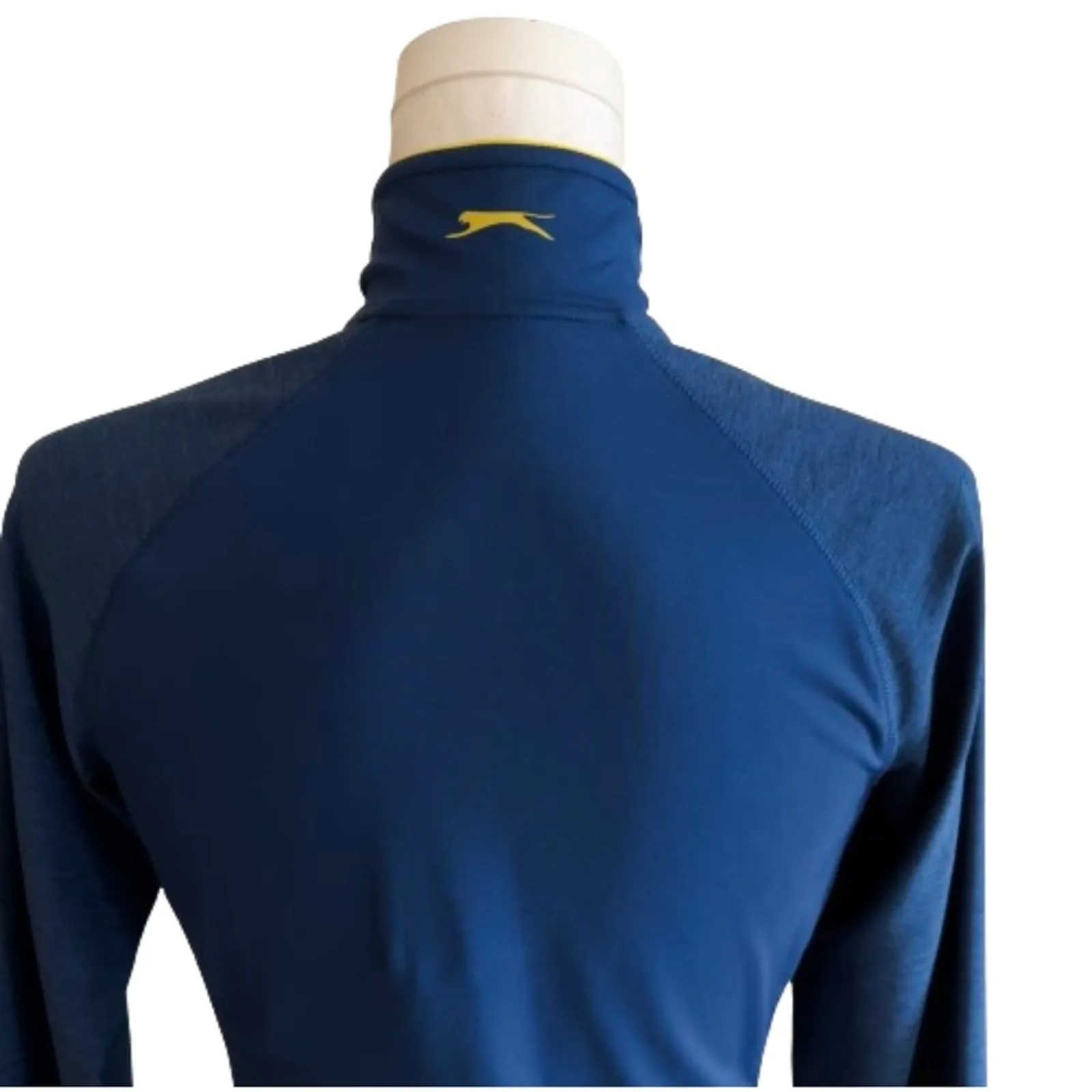 Slazenger Workout Jacket Blue Yellow Trim Zip Front Pockets Golf Active Size XS - Image 6