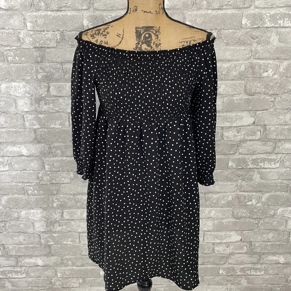 As U Wish Smocked Off Shoulder Polka Dot Dress - Image 5