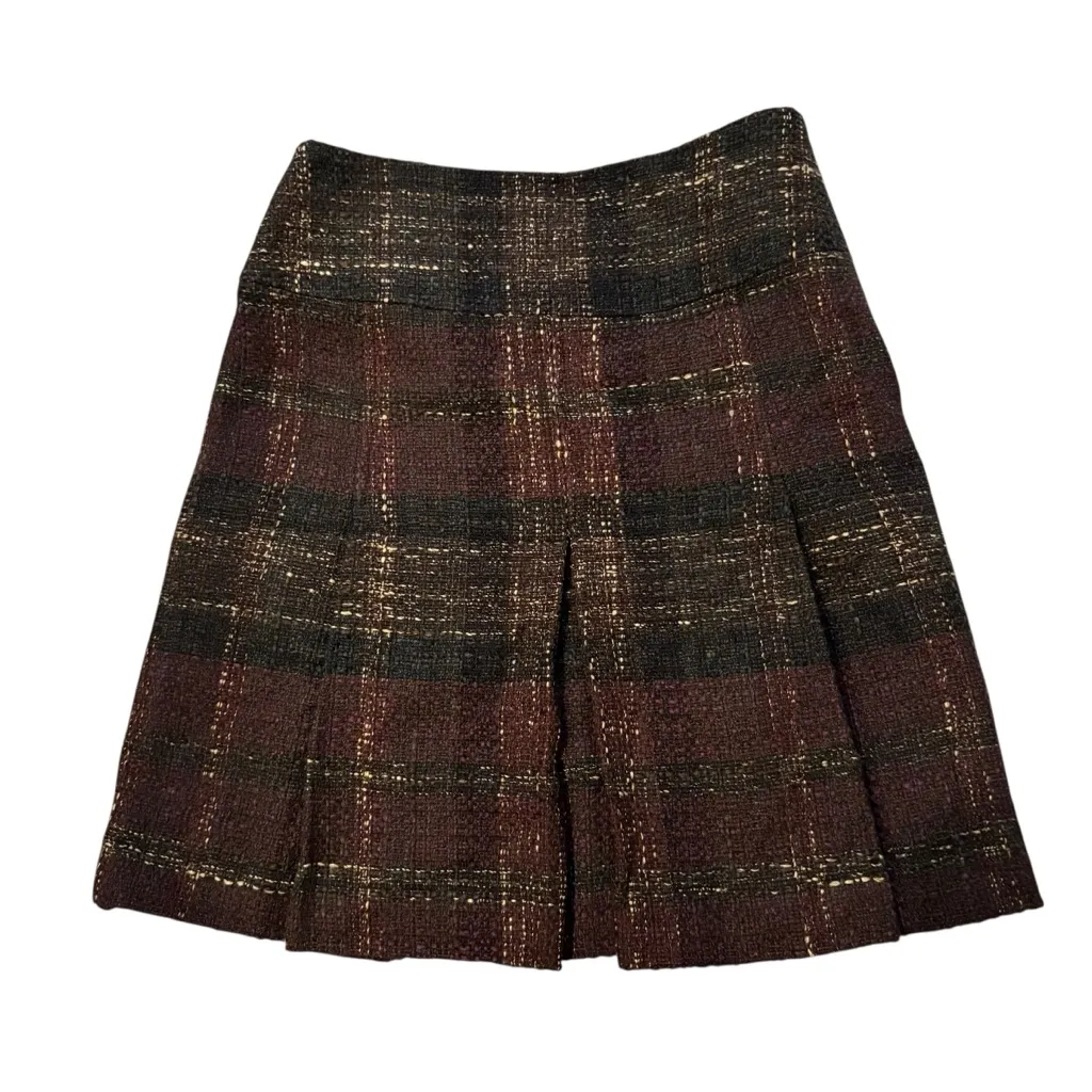 Akris Punto Multicolor Double Pleat Tweed Wool Blend Skirt, Sz 6 - Image 5