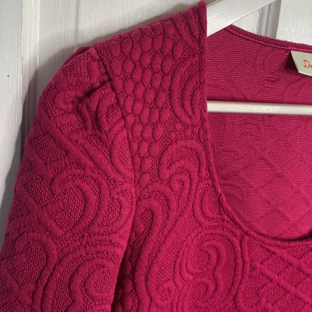 Anthropologie Deletta Athlone Quilted Jacquard Puff Sleeve Top W-482 Sz M - Image 3